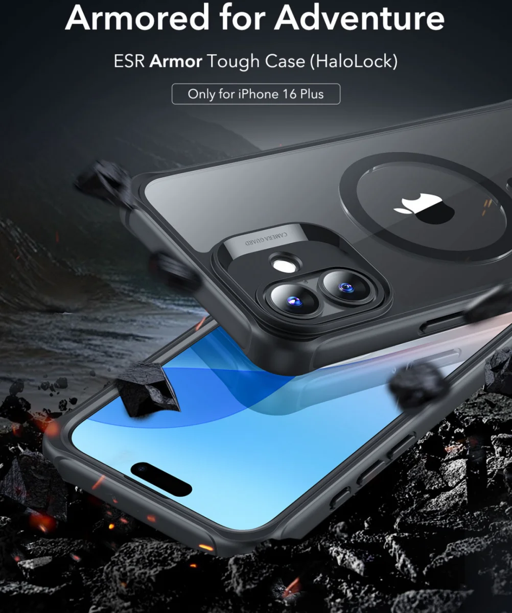 ESR Armor Tough Apple iPhone 16 Plus Hoesje MagSafe Transparant Zwart afbeelding 5