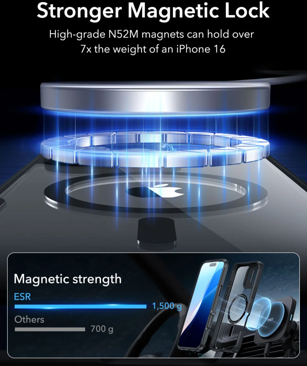 ESR Armor Tough Apple iPhone 16 Plus Hoesje MagSafe Transparant Zwart afbeelding 6