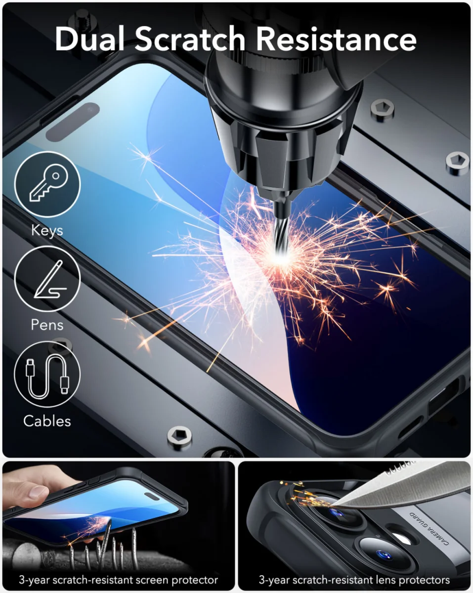 ESR Armor Tough Apple iPhone 16 Plus Hoesje MagSafe Transparant Zwart afbeelding 8