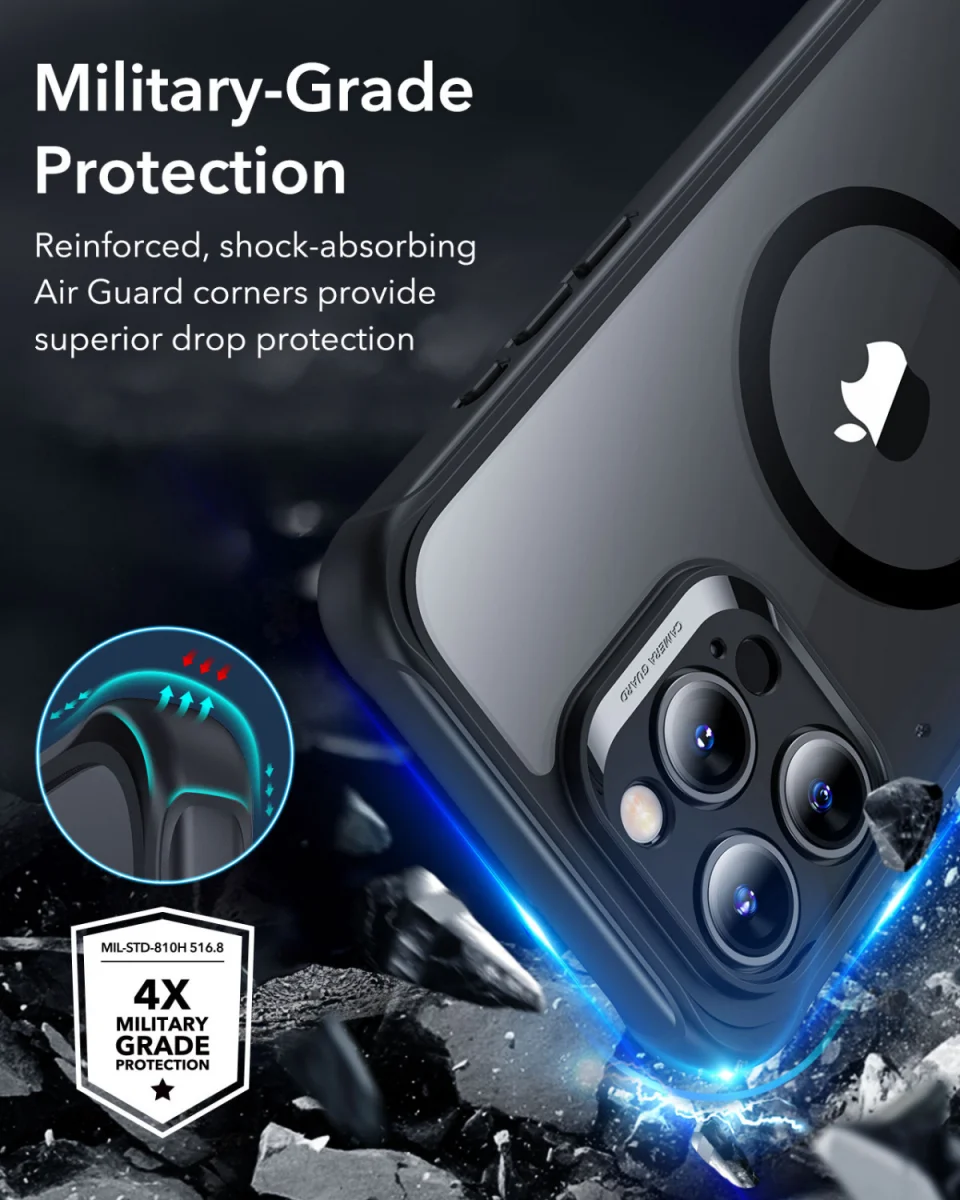 ESR Armor Tough Apple iPhone 16 Pro Max Hoesje MagSafe Transparant Zwart afbeelding 3