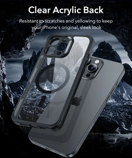 ESR Armor Tough Apple iPhone 16 Pro Max Hoesje MagSafe Transparant Zwart afbeelding 4