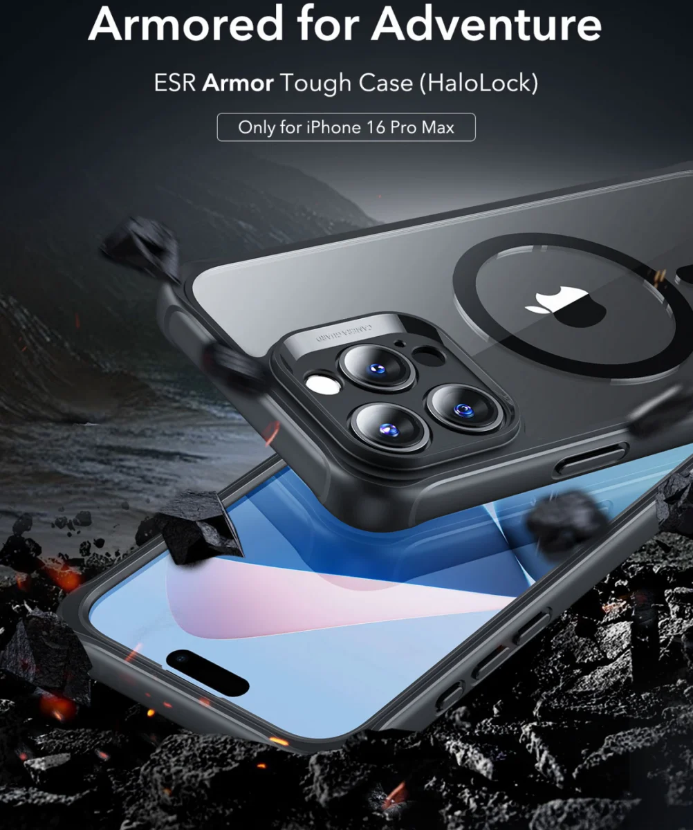 ESR Armor Tough Apple iPhone 16 Pro Max Hoesje MagSafe Transparant Zwart afbeelding 5