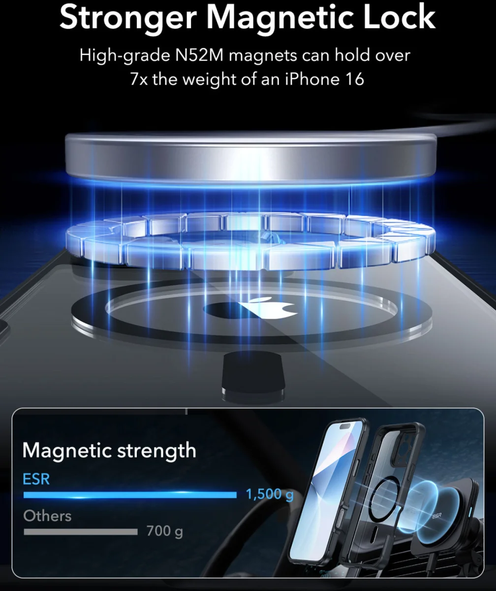 ESR Armor Tough Apple iPhone 16 Pro Max Hoesje MagSafe Transparant Zwart afbeelding 6