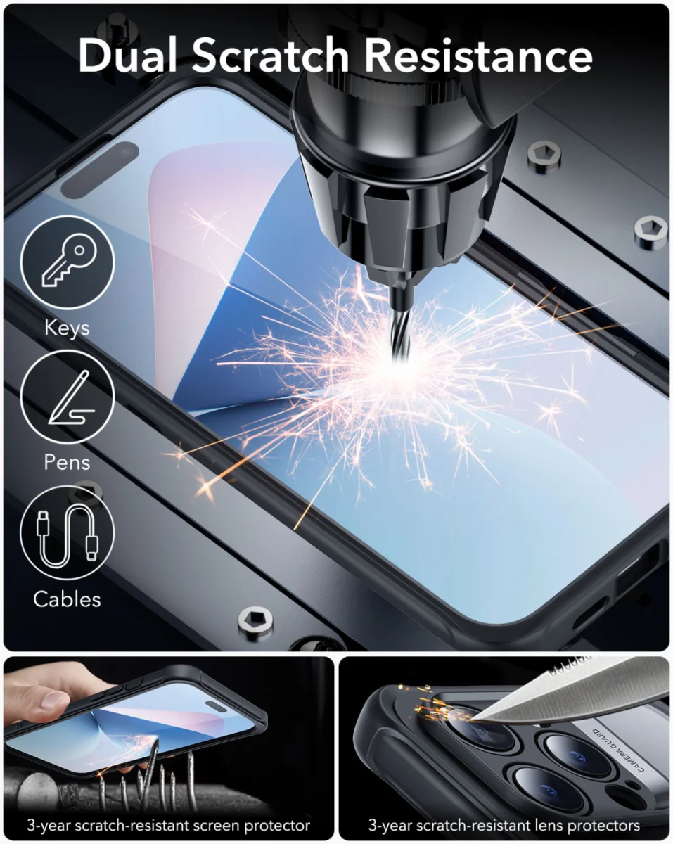 ESR Armor Tough Apple iPhone 16 Pro Max Hoesje MagSafe Transparant Zwart afbeelding 8