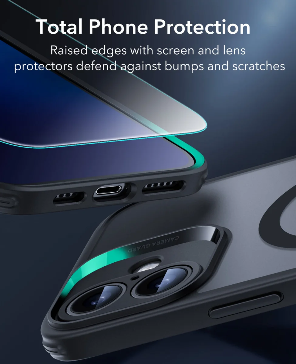ESR Classic Pro Apple iPhone 16 Hoesje MagSafe + Tempered Glass Frosted Zwart afbeelding 5