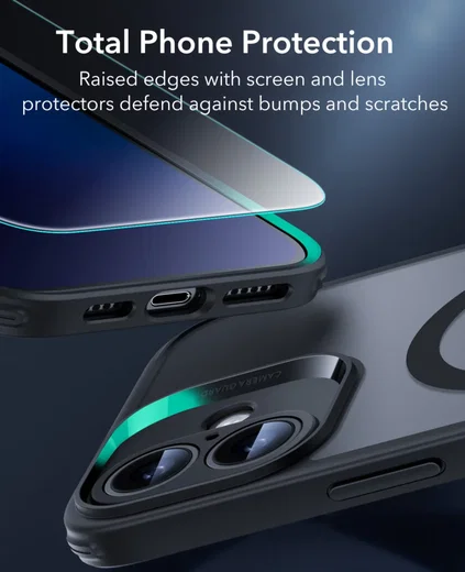 ESR Classic Pro Apple iPhone 16 Hoesje MagSafe + Tempered Glass Frosted Zwart afbeelding 5