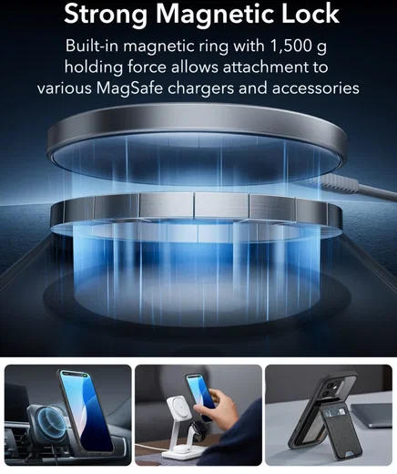 ESR Classic Pro Apple iPhone 16 Hoesje MagSafe + Tempered Glass Frosted Zwart afbeelding 7