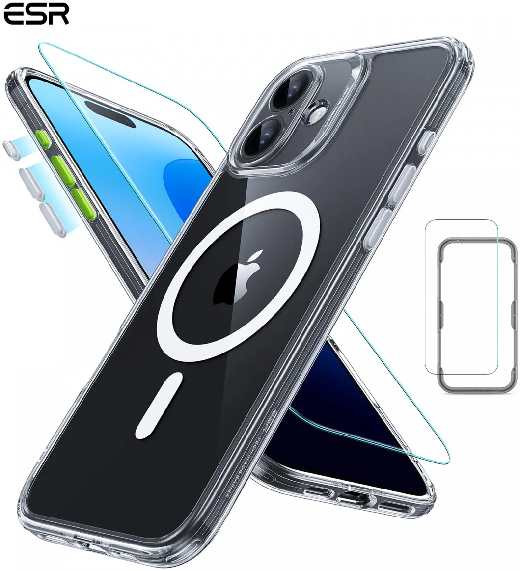 ESR Classic Pro Apple iPhone 16 Hoesje MagSafe + Tempered Glass Transparant afbeelding 1