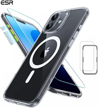 ESR Classic Pro Apple iPhone 16 Hoesje MagSafe + Tempered Glass Transparant