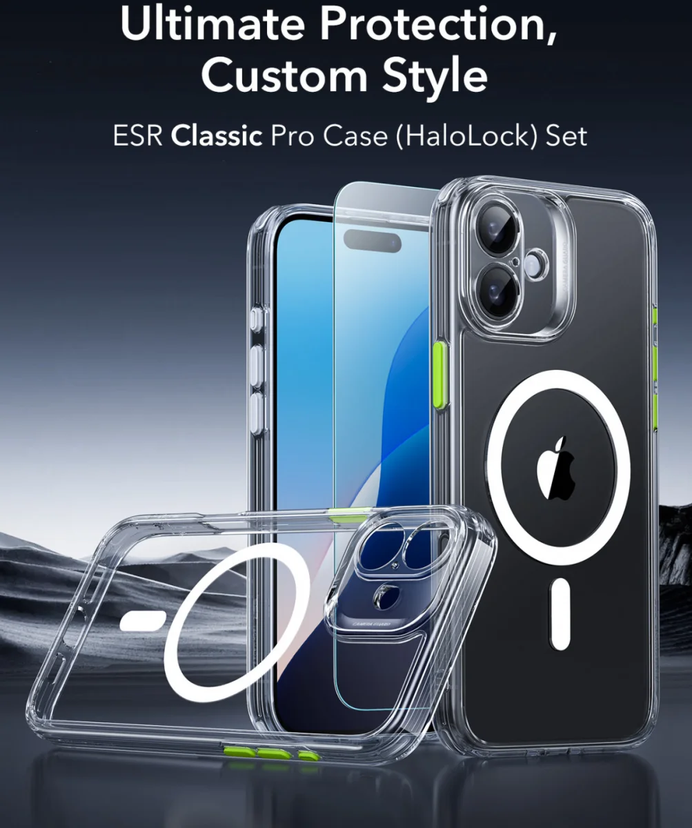 ESR Classic Pro Apple iPhone 16 Hoesje MagSafe + Tempered Glass Transparant afbeelding 2