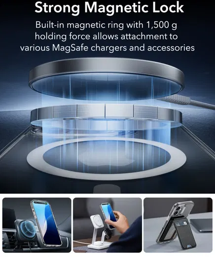 ESR Classic Pro Apple iPhone 16 Hoesje MagSafe + Tempered Glass Transparant afbeelding 7