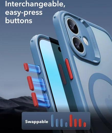 ESR Classic Pro Apple iPhone 16 Hoesje MagSafe + Tempered Glass Frosted Blauw afbeelding 6