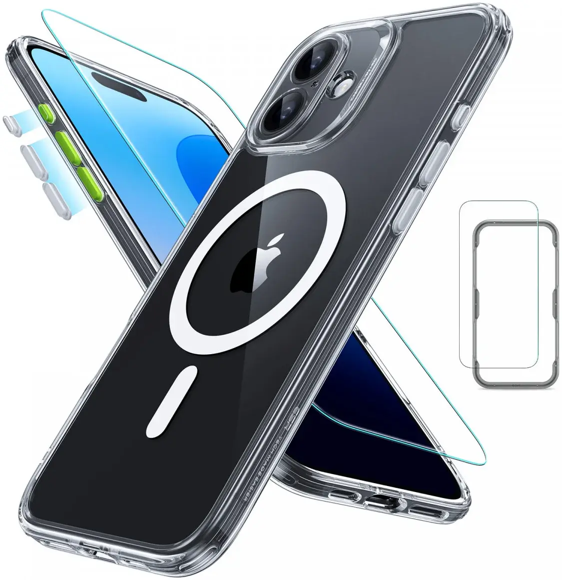 ESR Classic Pro iPhone 16 Plus Hoesje MagSafe + Tempered Glass Transparant afbeelding 1
