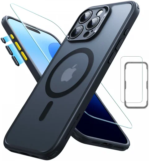 ESR Classic Pro iPhone 16 Pro Hoesje MagSafe + Tempered Glass Frosted Zwart afbeelding 1