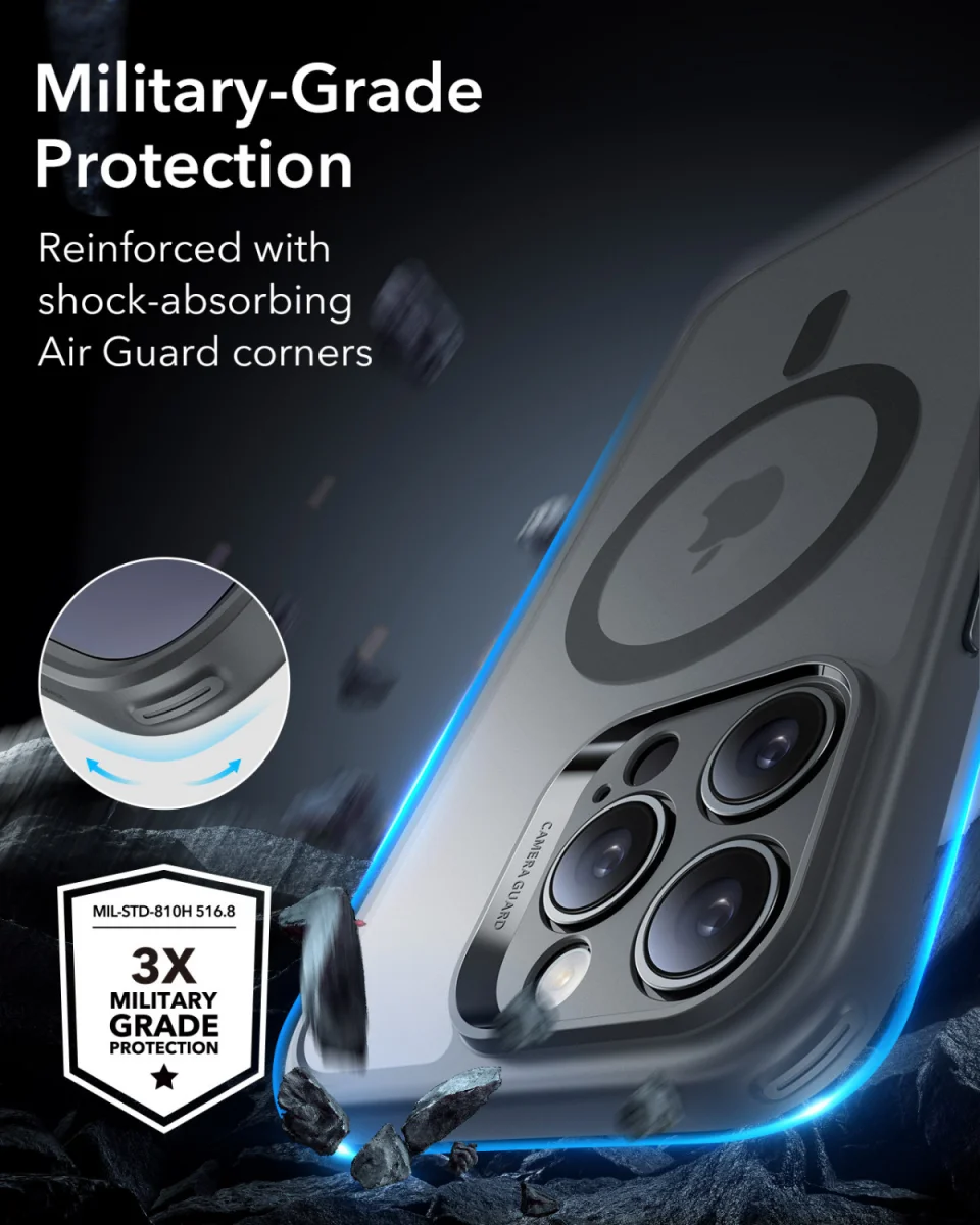 ESR Classic Pro iPhone 16 Pro Hoesje MagSafe + Tempered Glass Frosted Grijs afbeelding 3