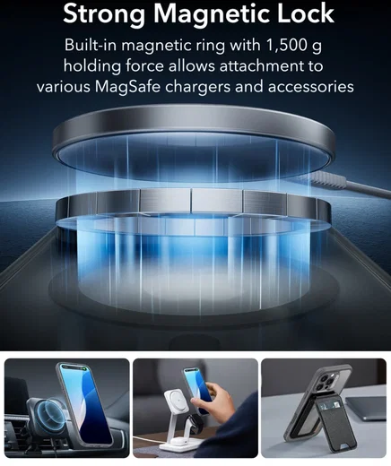 ESR Classic Pro iPhone 16 Pro Hoesje MagSafe + Tempered Glass Frosted Grijs afbeelding 8