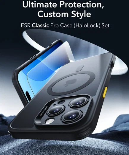 ESR Classic Pro iPhone 16 Pro Max Hoesje MagSafe + Tempered Glass Frosted Zwart afbeelding 2