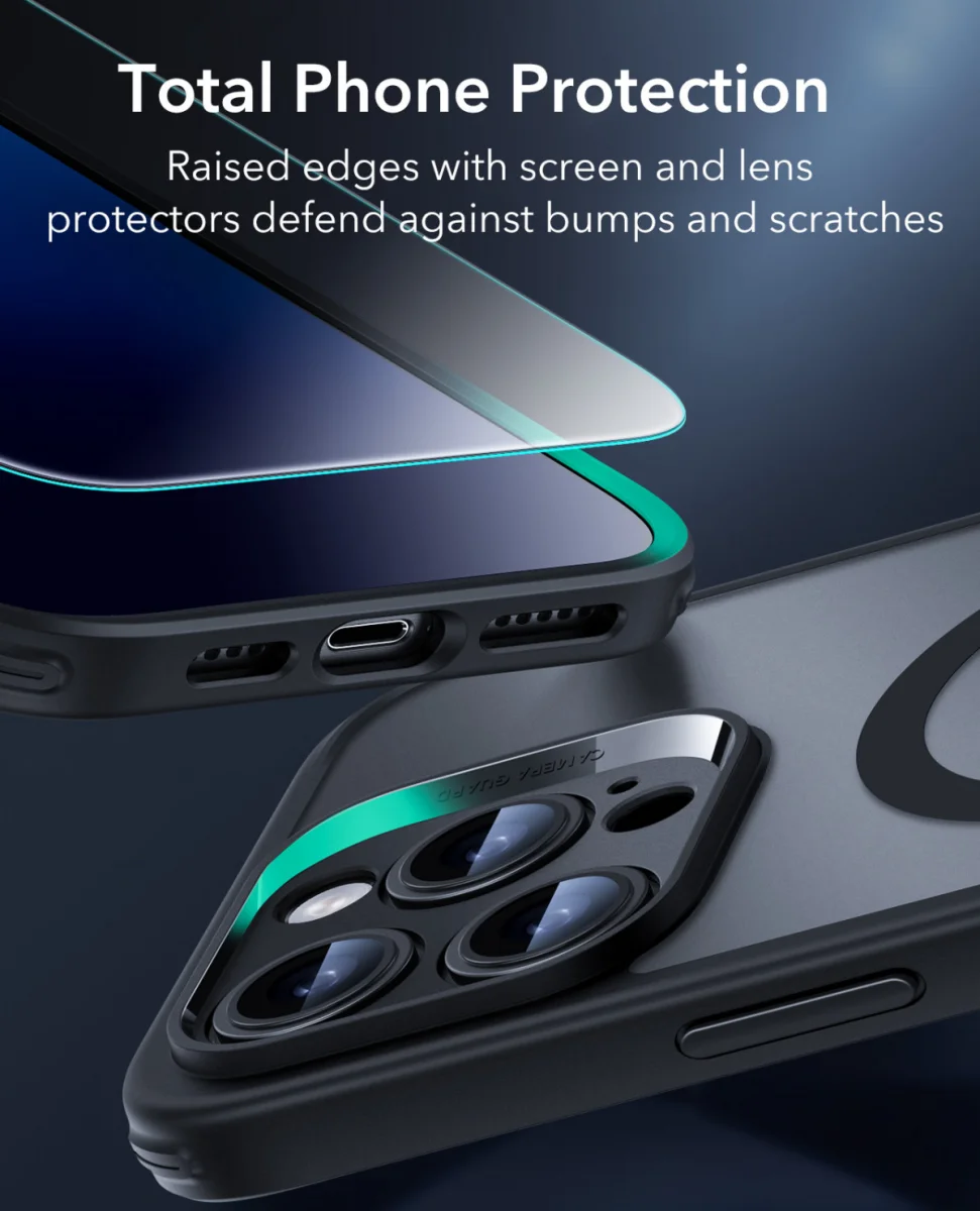 ESR Classic Pro iPhone 16 Pro Max Hoesje MagSafe + Tempered Glass Frosted Zwart afbeelding 4