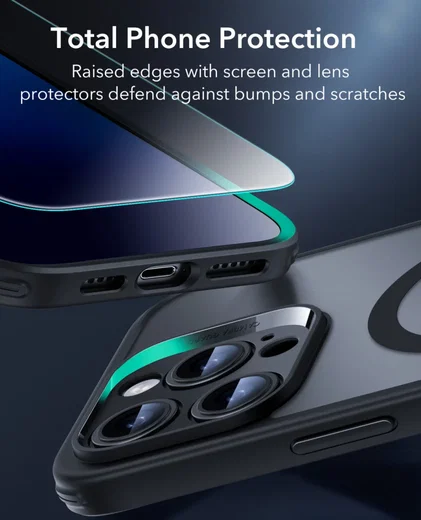 ESR Classic Pro iPhone 16 Pro Max Hoesje MagSafe + Tempered Glass Frosted Zwart afbeelding 4