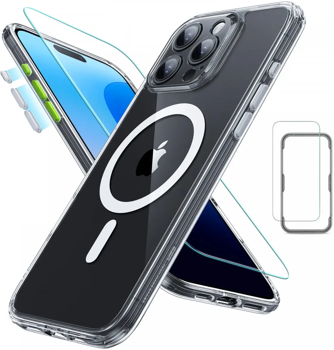 ESR Classic Pro iPhone 16 Pro Max Hoesje MagSafe + Tempered Glass Transparant afbeelding 1