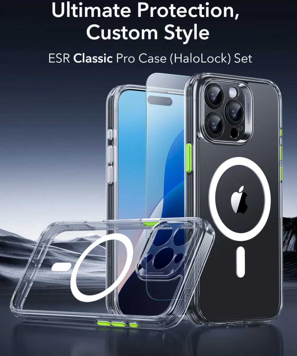 ESR Classic Pro iPhone 16 Pro Max Hoesje MagSafe + Tempered Glass Transparant afbeelding 2