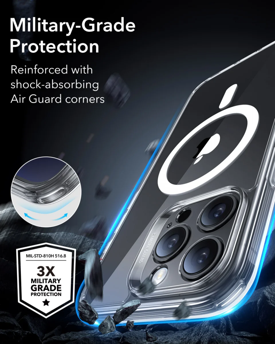 ESR Classic Pro iPhone 16 Pro Max Hoesje MagSafe + Tempered Glass Transparant afbeelding 3