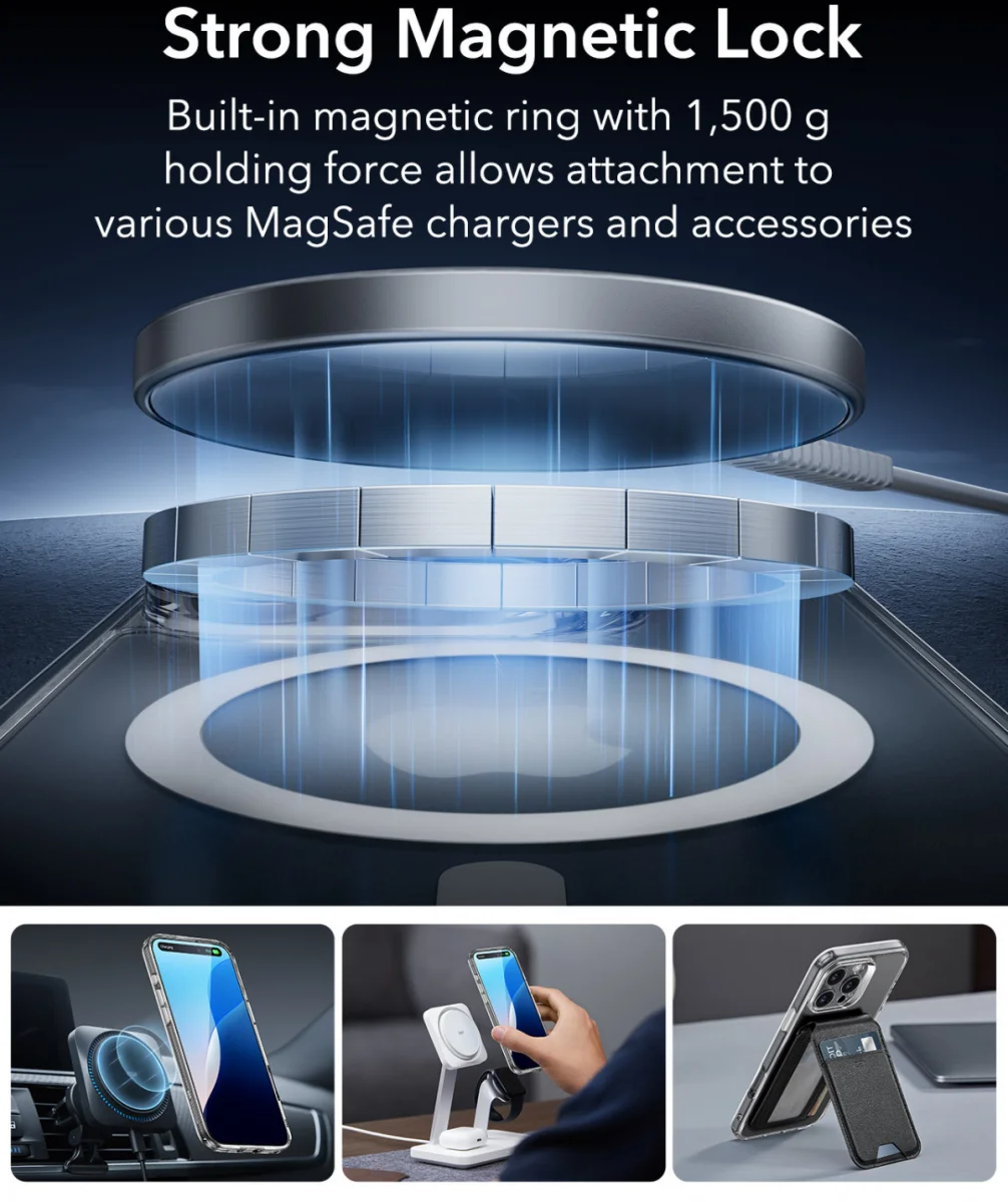 ESR Classic Pro iPhone 16 Pro Max Hoesje MagSafe + Tempered Glass Transparant afbeelding 8
