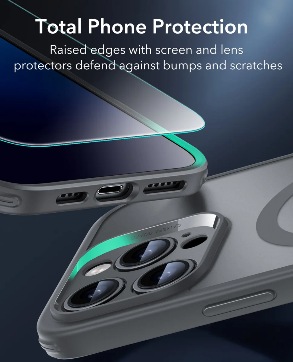 ESR Classic Pro iPhone 16 Pro Max Hoesje MagSafe + Tempered Glass Frosted Grijs afbeelding 4