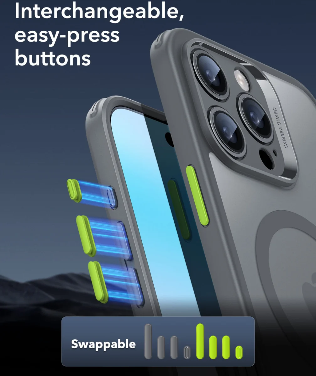 ESR Classic Pro iPhone 16 Pro Max Hoesje MagSafe + Tempered Glass Frosted Grijs afbeelding 6