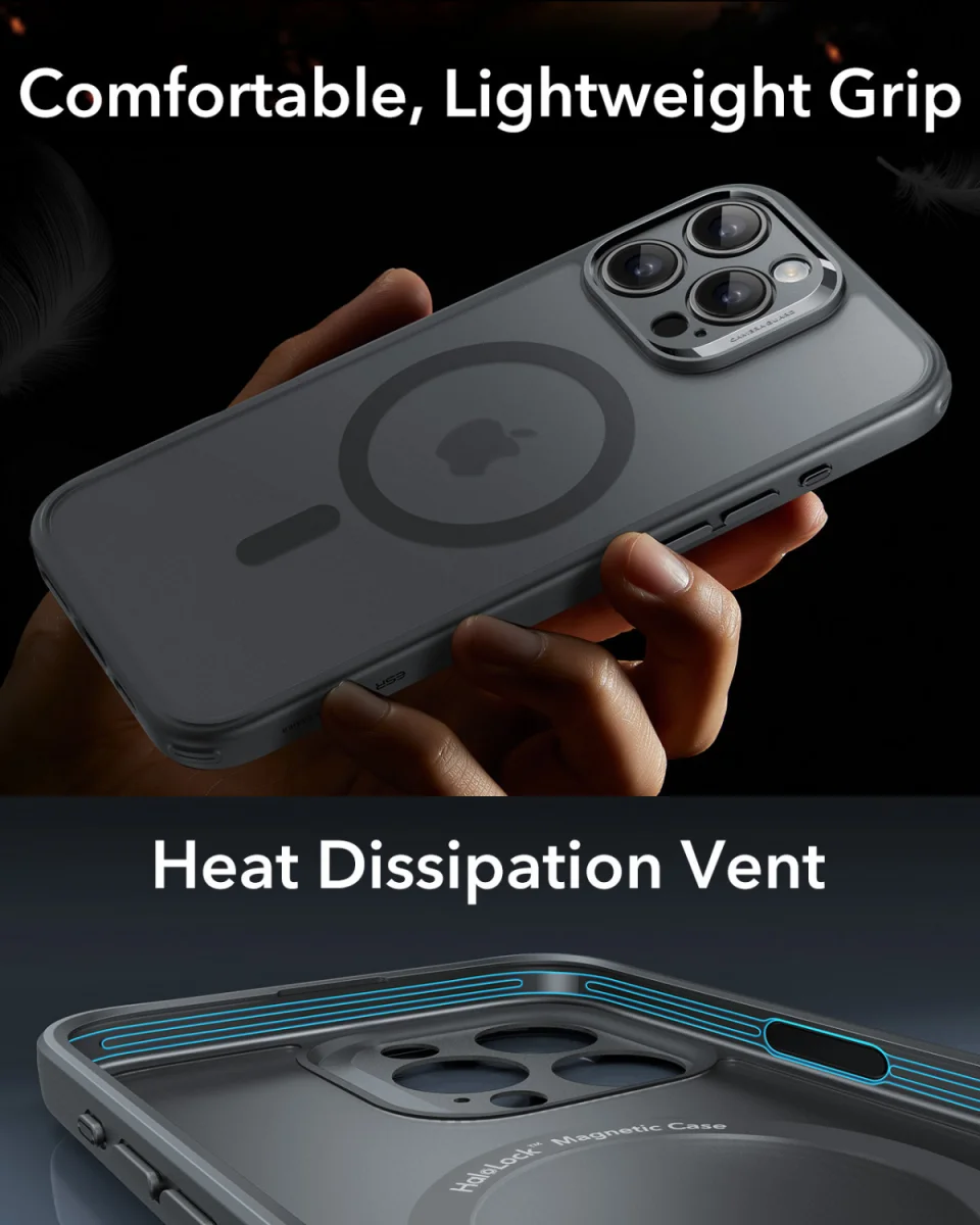 ESR Classic Pro iPhone 16 Pro Max Hoesje MagSafe + Tempered Glass Frosted Grijs afbeelding 7