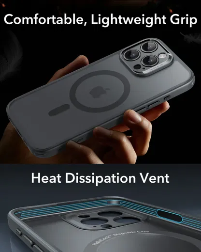 ESR Classic Pro iPhone 16 Pro Max Hoesje MagSafe + Tempered Glass Frosted Grijs afbeelding 7