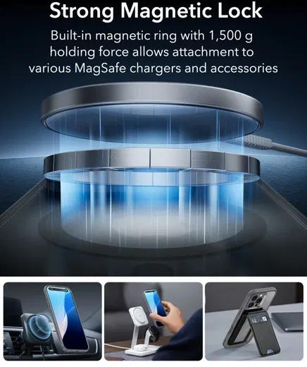 ESR Classic Pro iPhone 16 Pro Max Hoesje MagSafe + Tempered Glass Frosted Grijs afbeelding 8