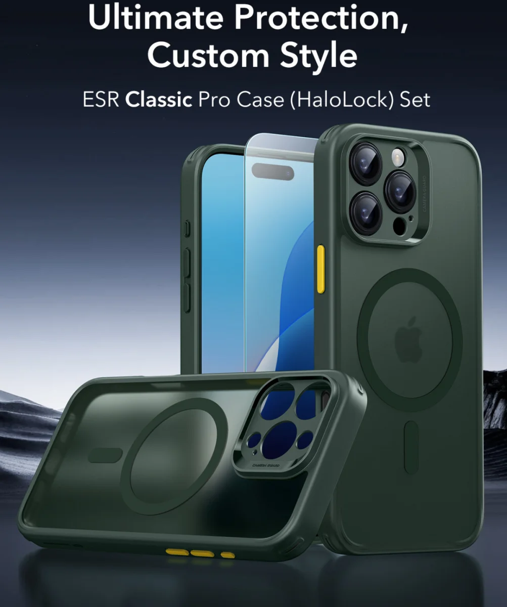 ESR Classic Pro iPhone 16 Pro Max Hoesje MagSafe + Tempered Glass Frosted Groen afbeelding 2