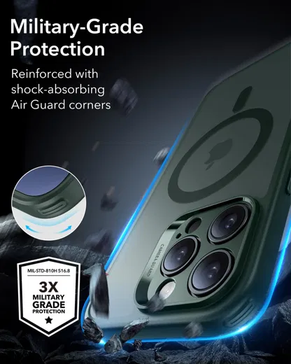 ESR Classic Pro iPhone 16 Pro Max Hoesje MagSafe + Tempered Glass Frosted Groen afbeelding 3