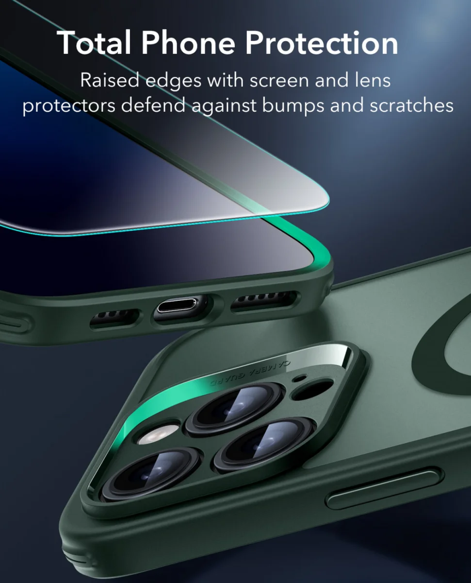 ESR Classic Pro iPhone 16 Pro Max Hoesje MagSafe + Tempered Glass Frosted Groen afbeelding 4