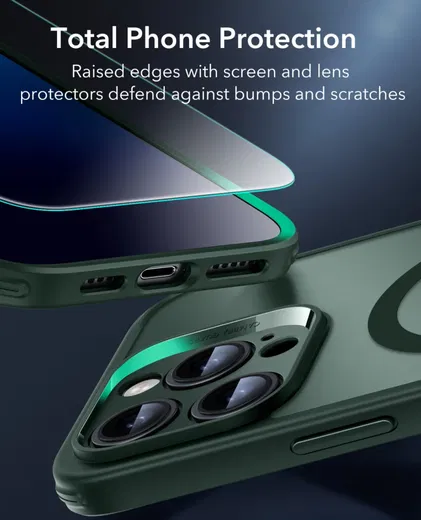 ESR Classic Pro iPhone 16 Pro Max Hoesje MagSafe + Tempered Glass Frosted Groen afbeelding 4