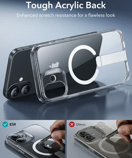 ESR Boost Flickstand HaloLock iPhone 16 Hoesje MagSafe Transparant afbeelding 5