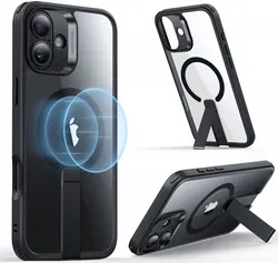 ESR Boost Flickstand HaloLock iPhone 16 Hoesje MagSafe Transparant Zwart afbeelding