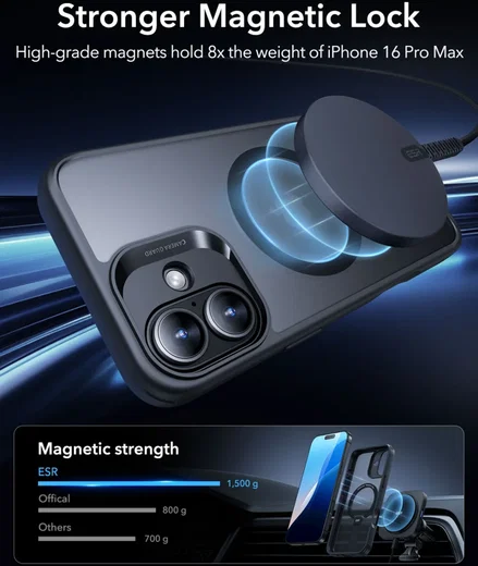 ESR Boost Flickstand HaloLock iPhone 16 Hoesje MagSafe Frosted Zwart afbeelding 5