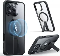 ESR Boost Flickstand Apple iPhone 16 Pro Hoesje MagSafe Transparant Zwart afbeelding