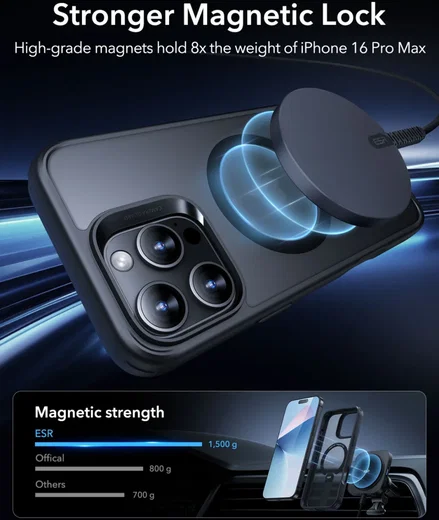 ESR Boost Flickstand Apple iPhone 16 Pro Max Hoesje MagSafe Frosted Zwart afbeelding 7