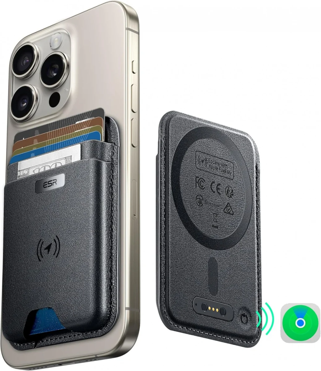 ESR Classic Geo Wallet MagSafe Pasjeshouder met Zoek Mijn-Functie Zwart afbeelding 1