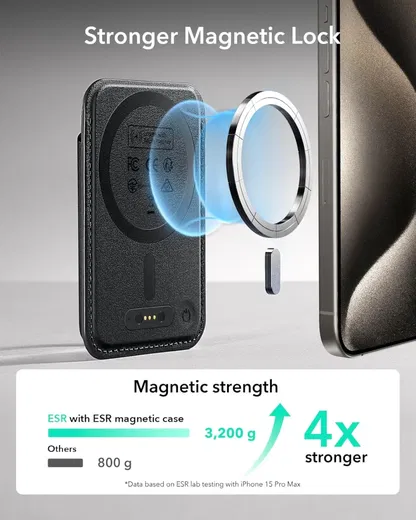 ESR Classic Geo Wallet MagSafe Pasjeshouder met Zoek Mijn-Functie Zwart afbeelding 3