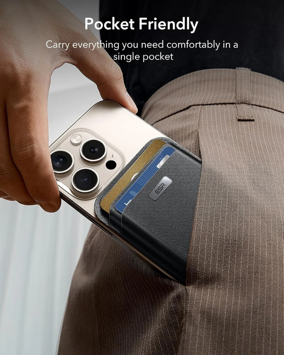 ESR Classic Geo Wallet MagSafe Pasjeshouder met Zoek Mijn-Functie Zwart afbeelding 5