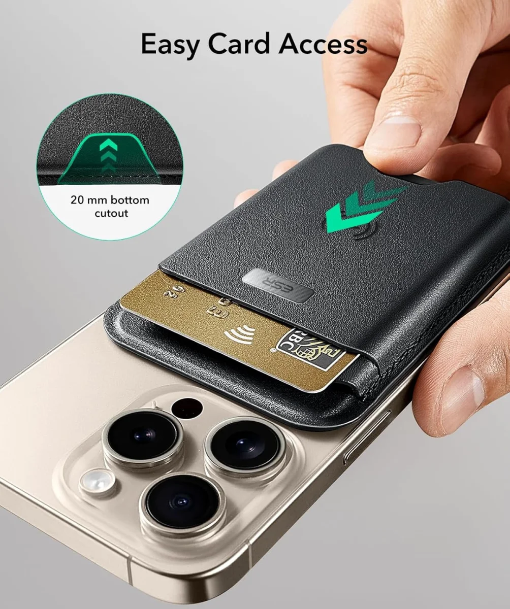 ESR Classic Geo Wallet MagSafe Pasjeshouder met Zoek Mijn-Functie Zwart afbeelding 7