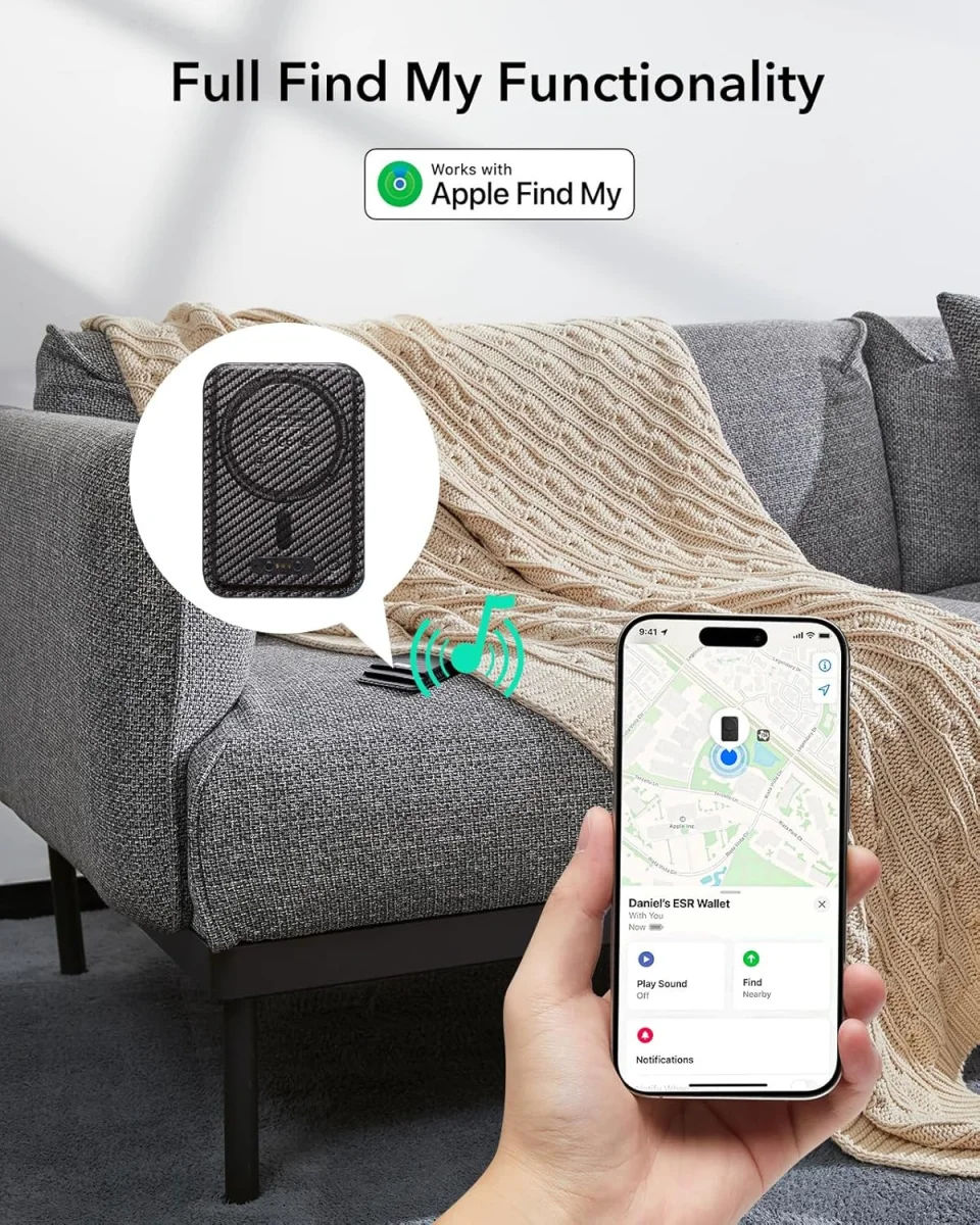 ESR Classic Geo Wallet MagSafe Pasjeshouder met Zoek Mijn-Functie Carbon Fiber afbeelding 2