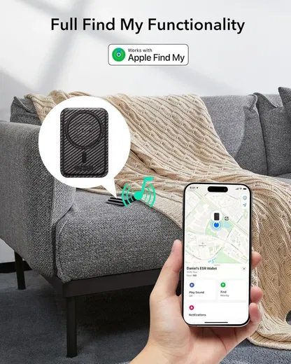 ESR Classic Geo Wallet MagSafe Pasjeshouder met Zoek Mijn-Functie Carbon Fiber afbeelding 2