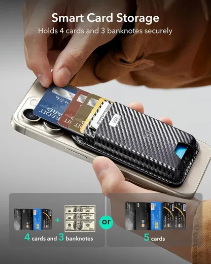 ESR Classic Geo Wallet MagSafe Pasjeshouder met Zoek Mijn-Functie Carbon Fiber afbeelding 8