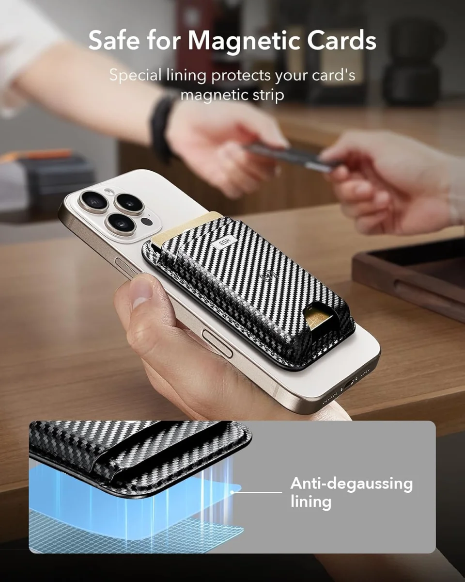 ESR Classic Geo Wallet MagSafe Pasjeshouder met Zoek Mijn-Functie Carbon Fiber afbeelding 4