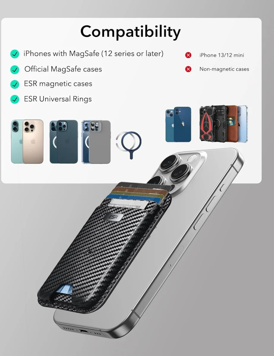ESR Classic Geo Wallet MagSafe Pasjeshouder met Zoek Mijn-Functie Carbon Fiber afbeelding 9